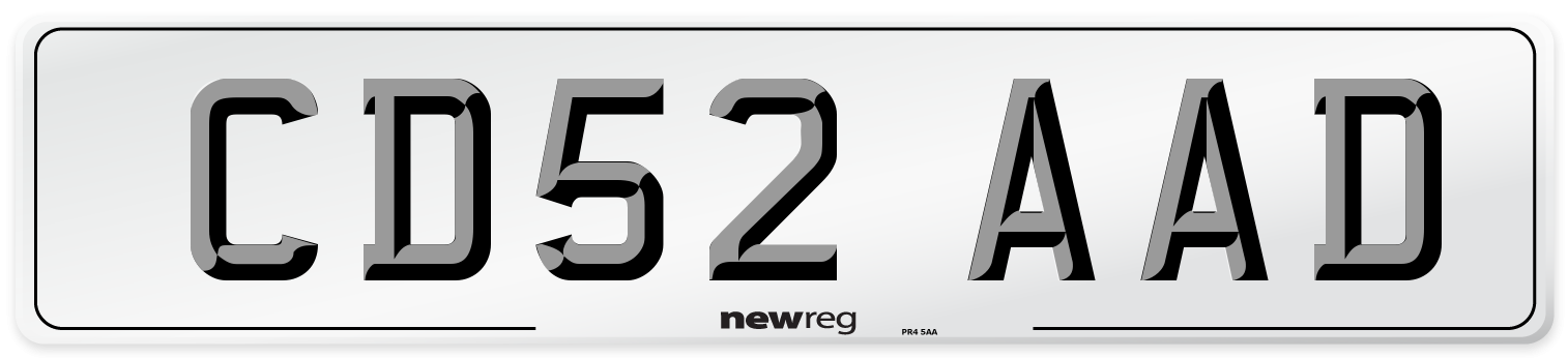 CD52 AAD Number Plate from New Reg